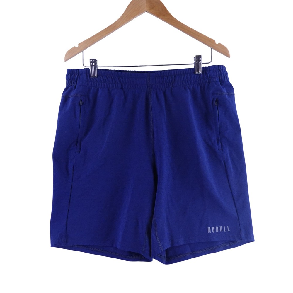 NOBULL Men Training Shorts XL Blue Heathered Gym Workout CrossFit Zipper Pockets